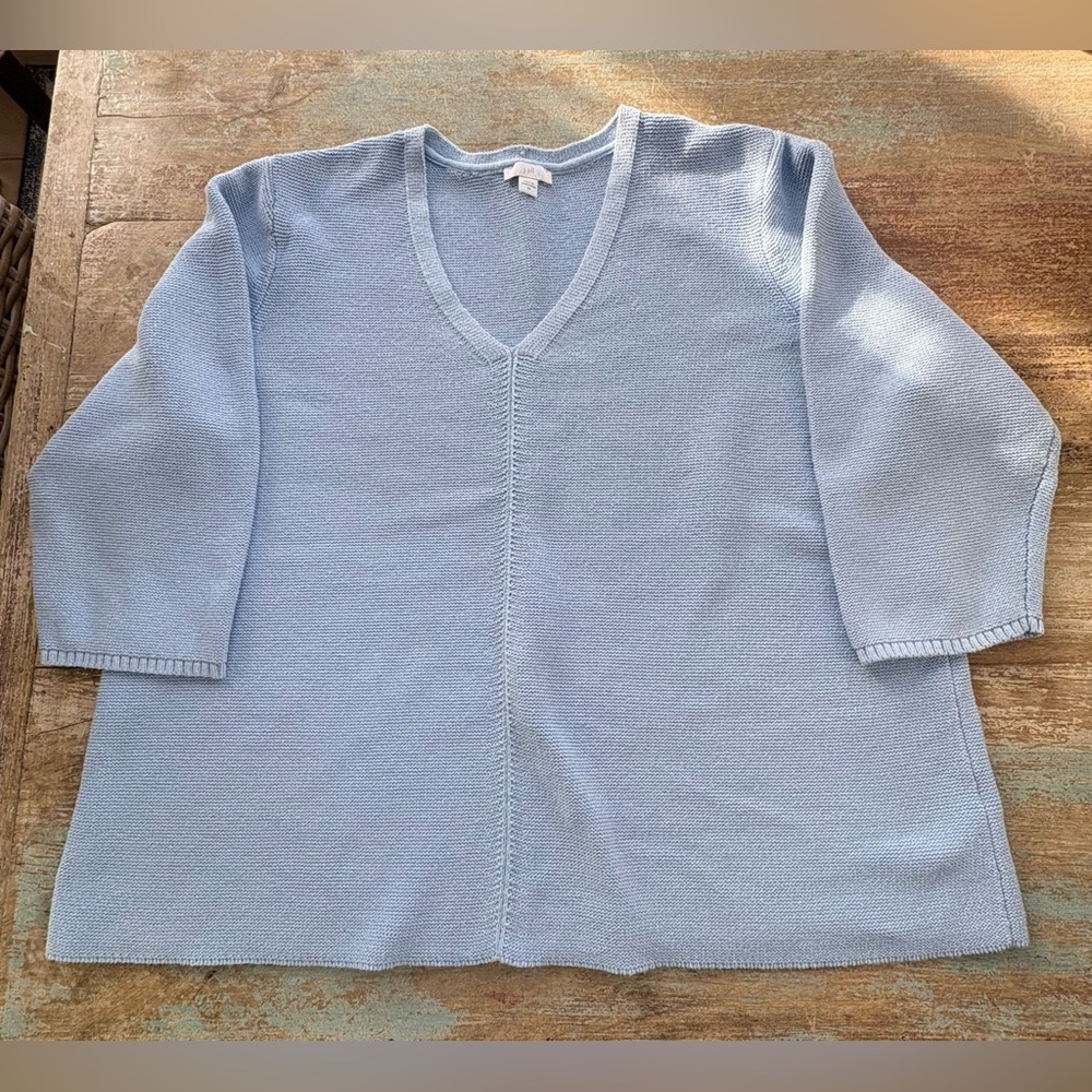 J. Jill Pale Blue V-Neck Knit Top